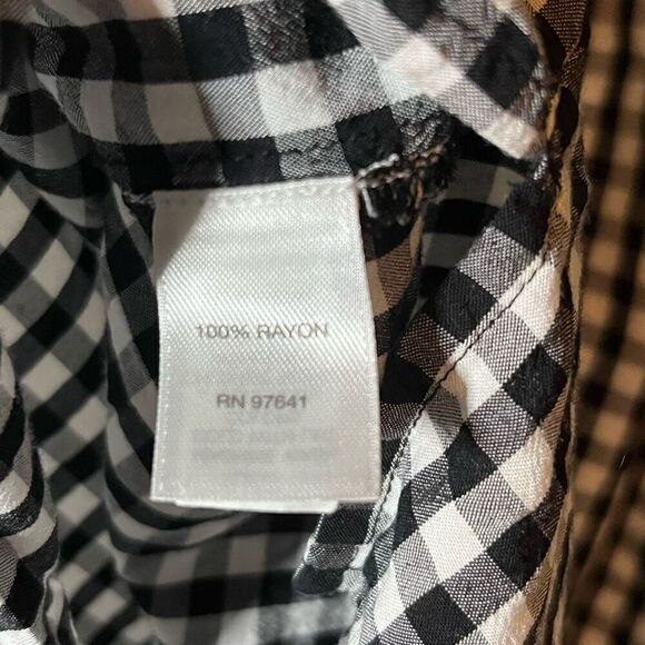 J. Jill Buffalo Plaid Black White Blouse Small - Picture 7 of 7
